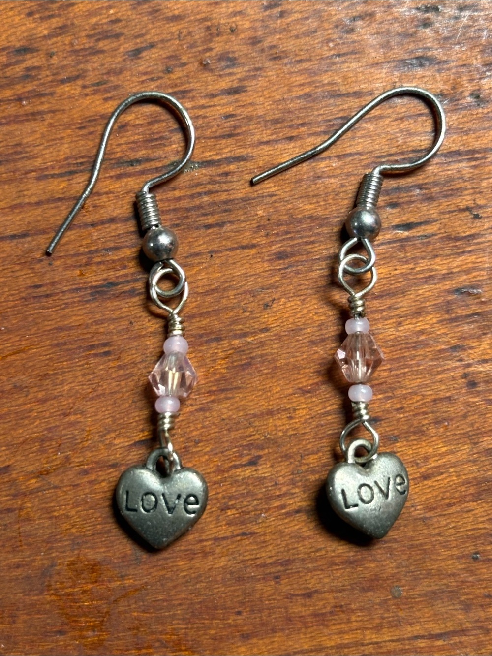 Pink Crystal Heart 'Love' Drop Earrings - Women Jewelry